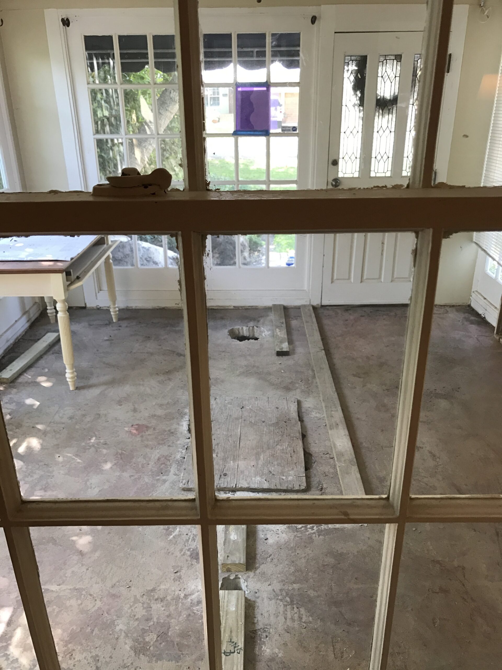 This is the sunroom space that we tuned into the master bathroom, master closet and entry way to the house. &nbsp;The wood planks on the floor are the outline of the master bath for reference,,,