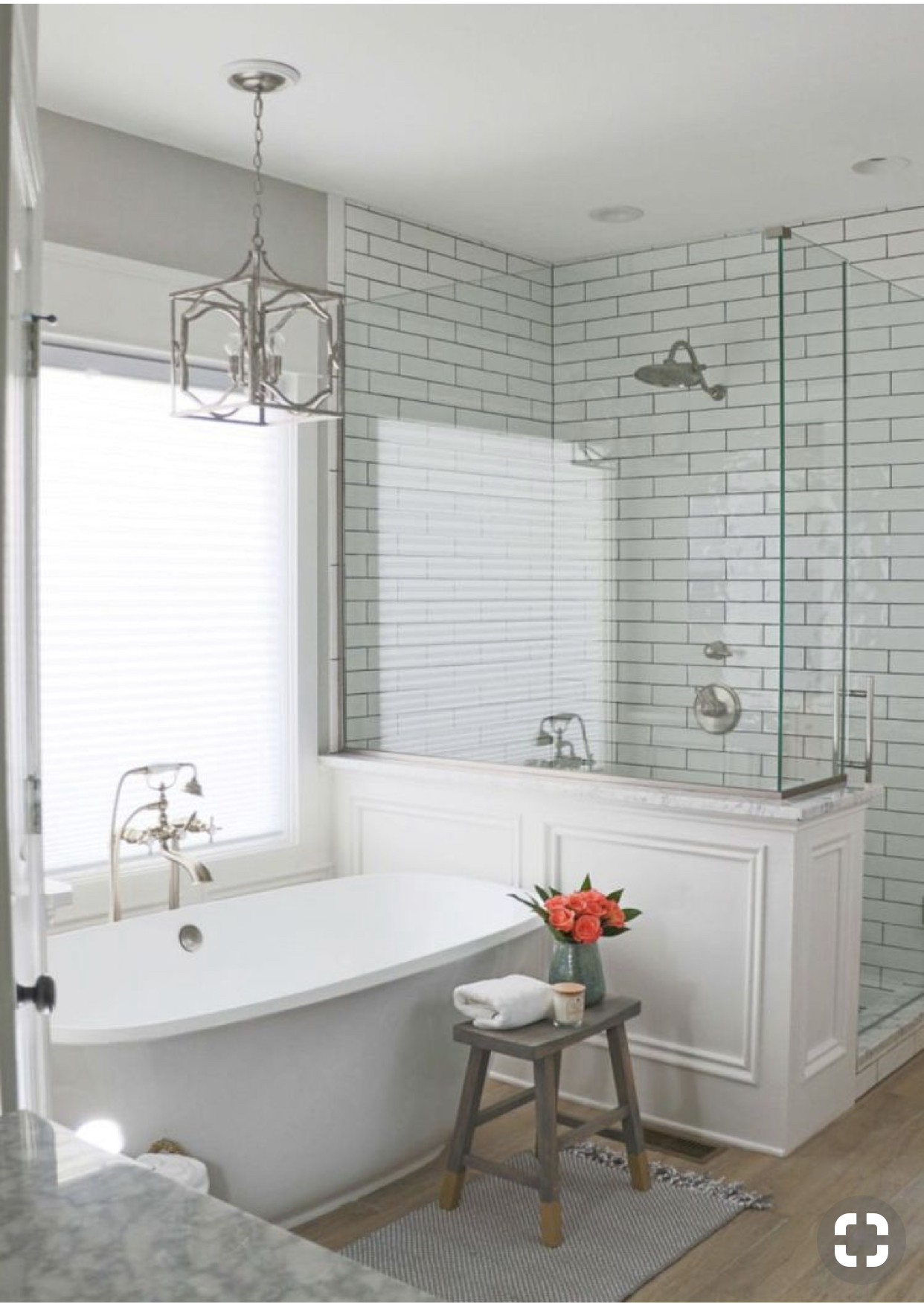  *Masterbath Inspiration: we will add a tub and I love the molding around the shower base here.&nbsp;