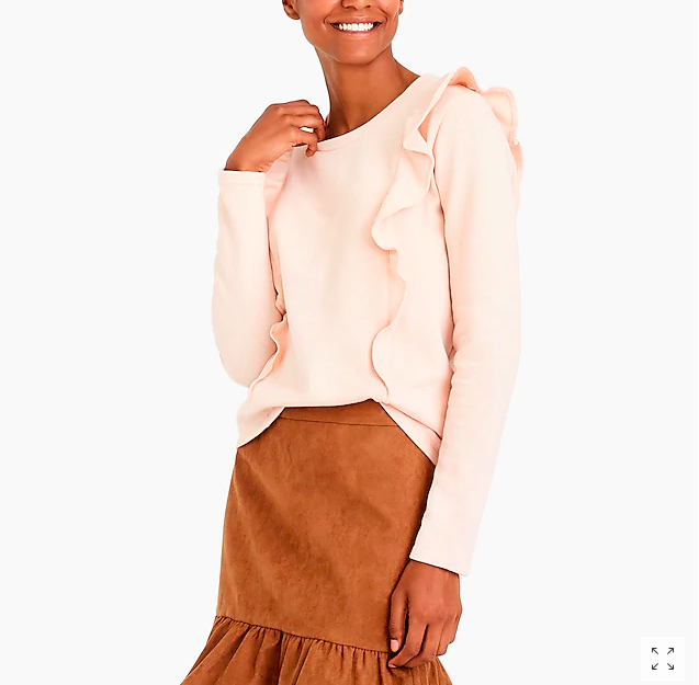 Loved this pink ruffled sweatshirt and its only $14! Also comes in gray and navy.