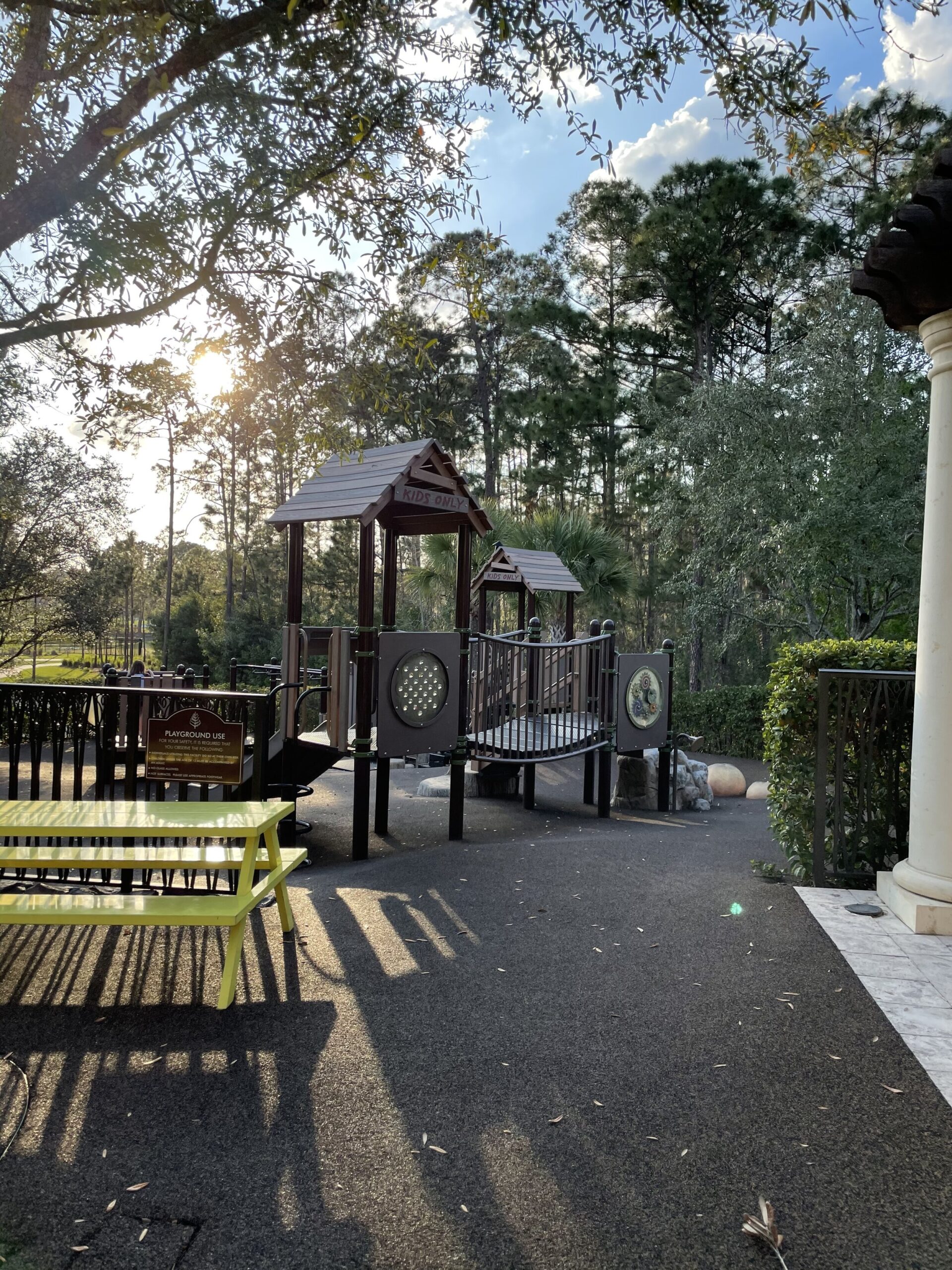 This playground area is right next to the explorer pool, which is perfect for the kids to retreat to when they want a break from the water, but they are still in close proximity for me to keep an eye on them.